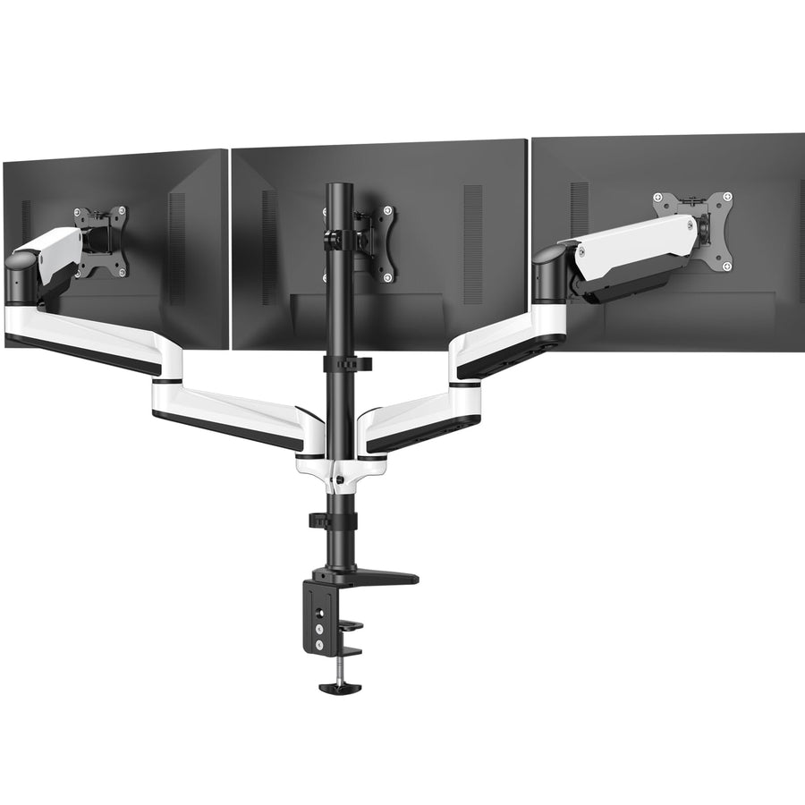 Triple Monitor Stand - Full Motion Articulating Gas Spring Monitor Mount Fit Three 17 to 32 inch LCD Computer Screens with Clamp, Grommet Kit