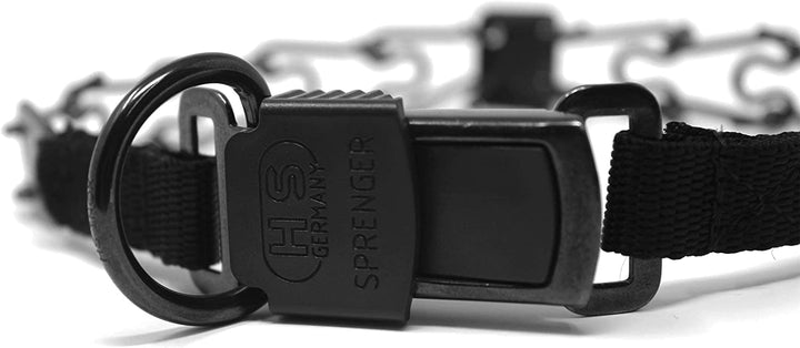 Herm. Sprenger Black Stainless Steel Prong Dog Training Collar with Quick Release Buckle Ultra-Plus Pet Pinch Collar No-Pull Collar for Dogs Made in Germany 2.25mm x 16in Small