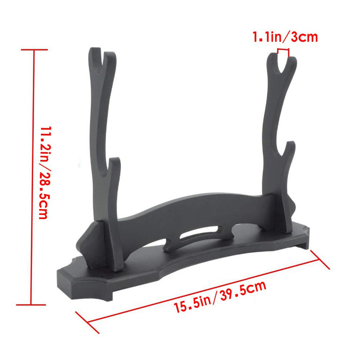 Sword Stand Katana Stand, Black Wood Sword Katana Wall Mount Holder, Gladiator Sword Wall Display Crusader Sword Stand Knife Hanger Bracket Rack