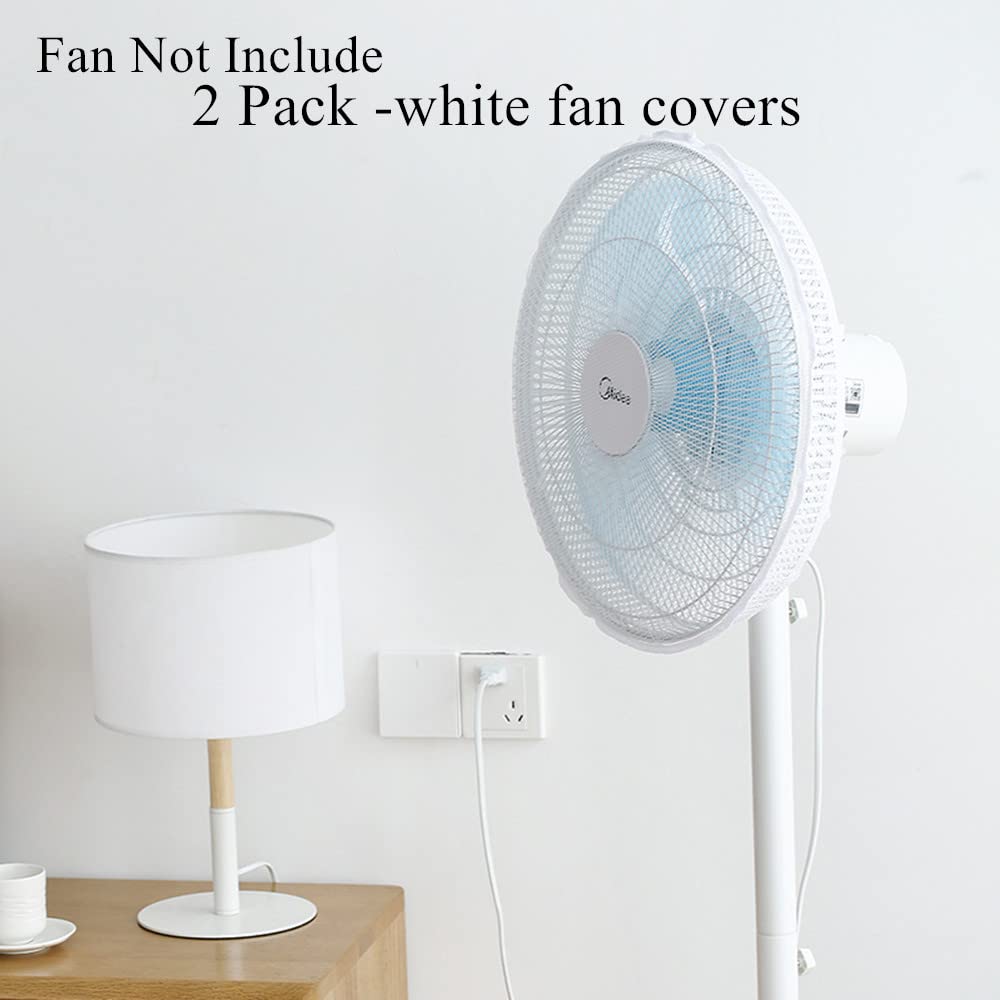 2 Pack - 18 Fan Safety Protection Cover,Kids Finger Protect Fan Net Guard,Washable Pedestal Fan Dustproof Cover,Fan Safety Dust Cover,Perfect for Parents of Toddlers (White)