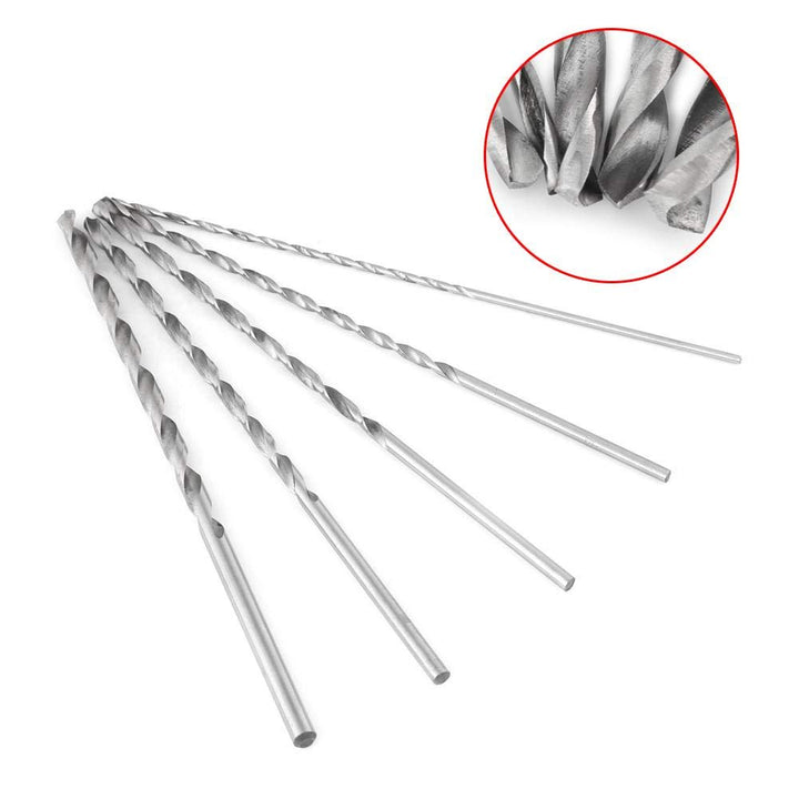 Extra Long Drill Bit Set, High Speed Steel Straight Shank Drill Bit 2/3/3.5/4/5mm Diameter 150mm to 160mm Long Drill Bit for Wood
