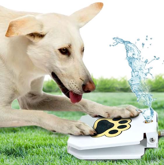 's Outdoor Dog Water Fountain Step On, Dog Sprinkler Paw Activated, Drinking Pet Dispenser, Provides Fresh Water, Sturdy, Easy to Use
