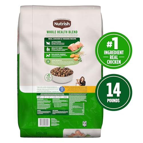 Nutrish Real Chicken &amp; Veggies Recipe Whole Health Blend Dry Dog Food, 14 lb. Bag, Packaging May Vary (Rachael Ray)