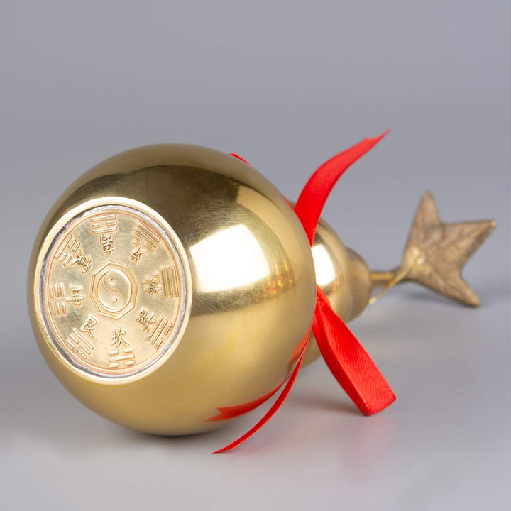 Golden Alloy Bagua Gourd Statue Feng Shui Taoist Deities H2.6” Hulu/Calabash/Wu Lou Figurine Home Garden Decor Health Prosperity PTZD035FBA