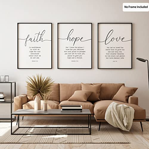 Faith Hope and Love Bible Verses 3 Piece Canvas Wall Ar