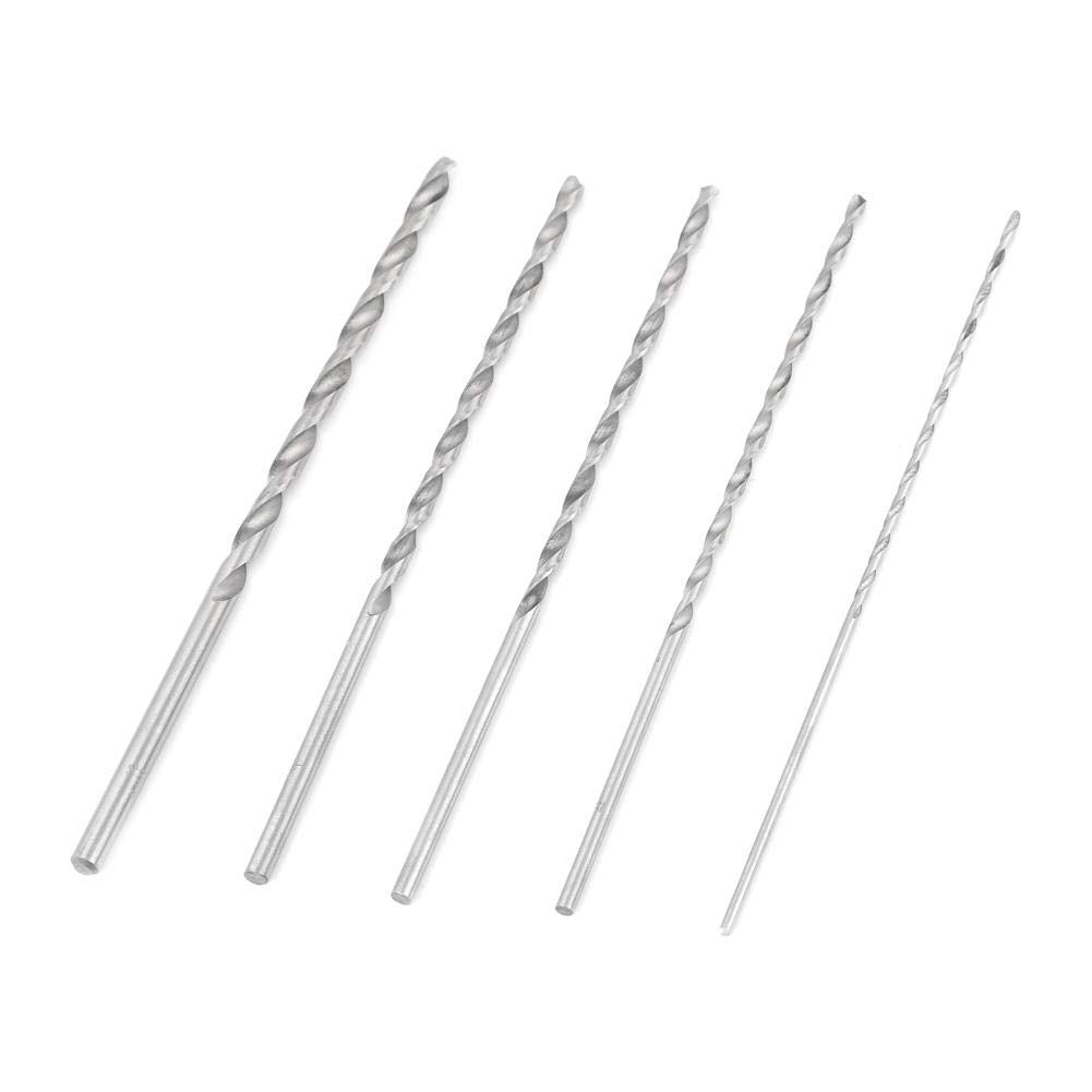 Extra Long Drill Bit Set, High Speed Steel Straight Shank Drill Bit 2/3/3.5/4/5mm Diameter 150mm to 160mm Long Drill Bit for Wood