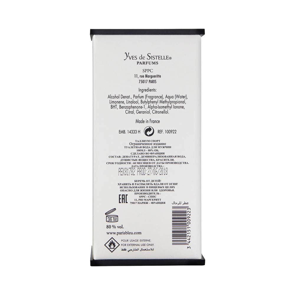 Thallium Sport By Jacques Evard Edt Spray 3.3 Oz