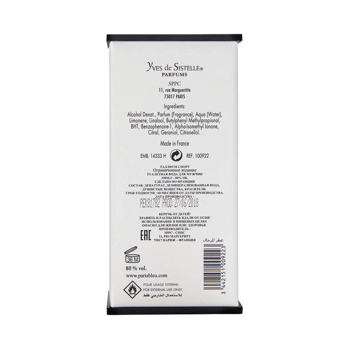 Thallium Sport By Jacques Evard Edt Spray 3.3 Oz