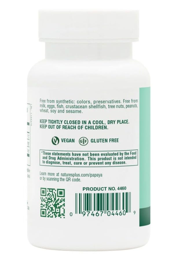 Natures Plus Papaya Enzyme - 6 mg Papain - All Natural 