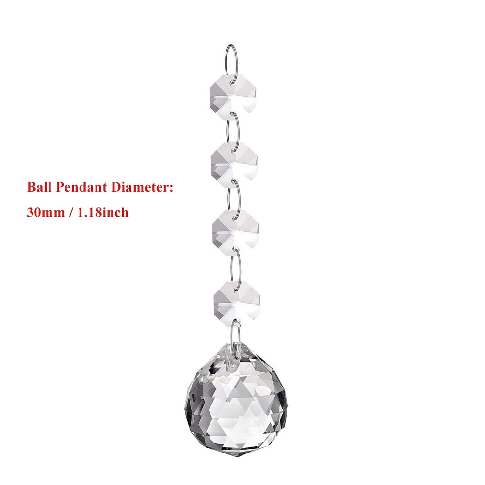 30MM Clear Glass Crystal Prism Pendat Suncatcher Chandelier Parts Lamp Light Pendants Balls Drops Hanging Prisms Home Decor Pack of 10pc (30mm)