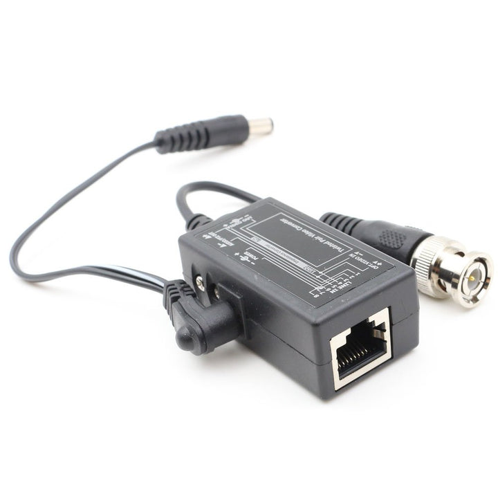 Passive Video Balun with Power BNC to RJ45 Adapter Cat5 / Cat6 Cable to BNC Male Network Transceiver for CCTV Security Surveillance Camera 1 Pair