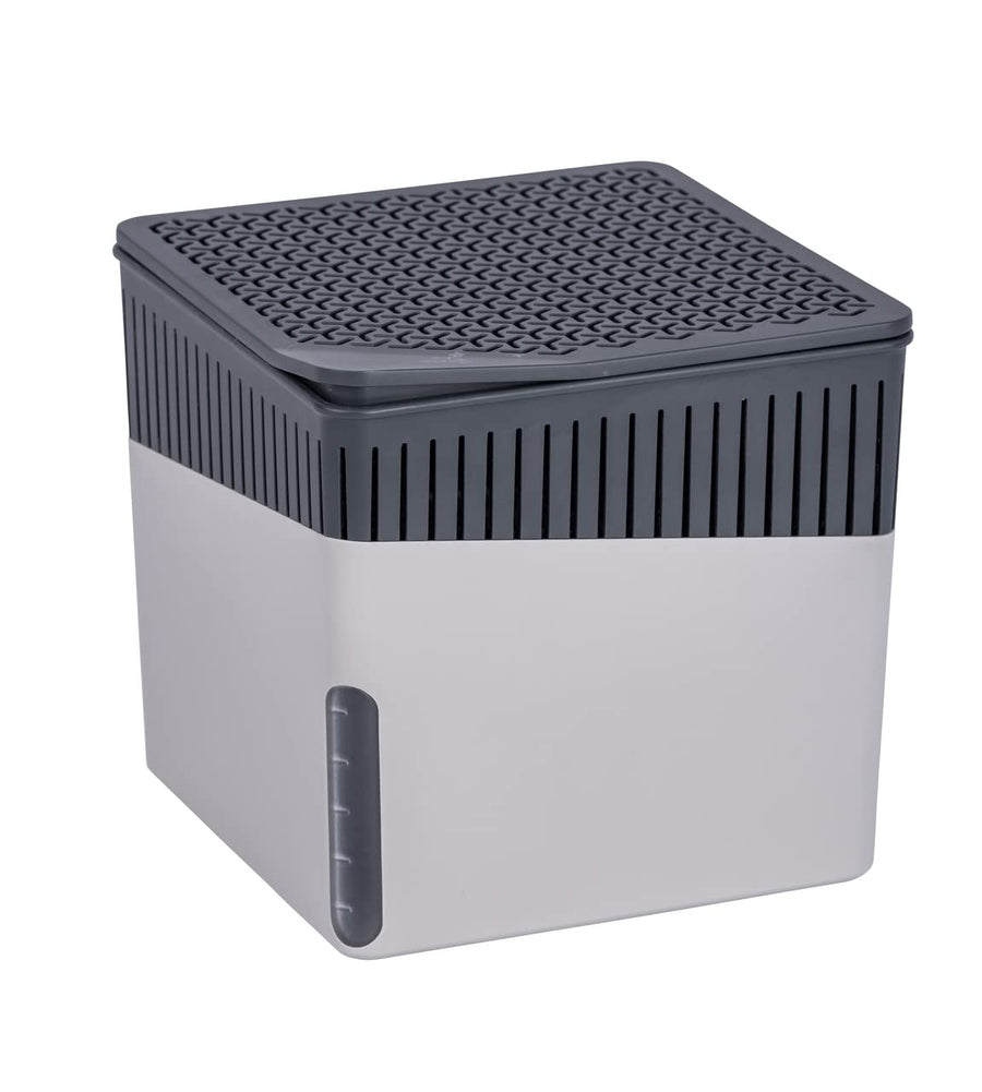 Portable Dehumidifier Cube Design, Compact and Rechargeable Dehumidifier for Bathroom, Closet, Bedroom, Garage, Covers up to 2800 Cubic Feet, 2.2lbs, Gray, 6.18 x 6.5 x 6.5