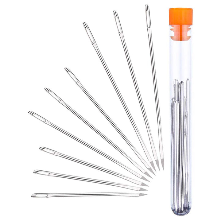 Professional Large-Eye Leather Stitching Needle with 3 Different Sizes for Leather Projects with Storage Container (9 Pieces)
