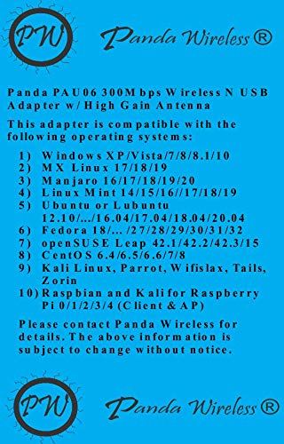 Panda Wireless PAU06 300Mbps Wireless N USB Adapter - w