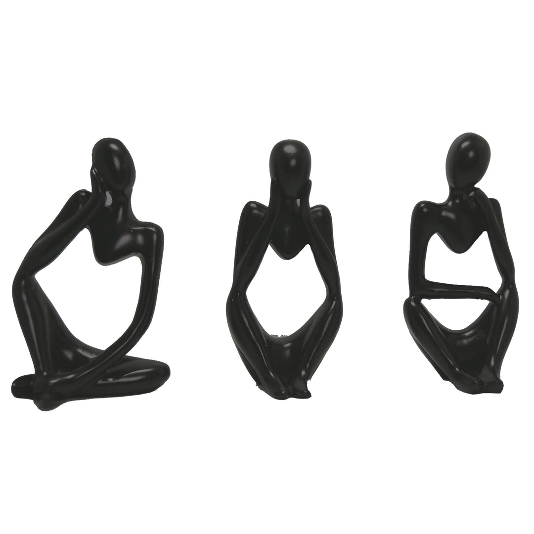 3 Piece Thinker Statue Set Mini Abstract Resin Thinker Statue for Modern Home or Office Creative Home Decor (Black)