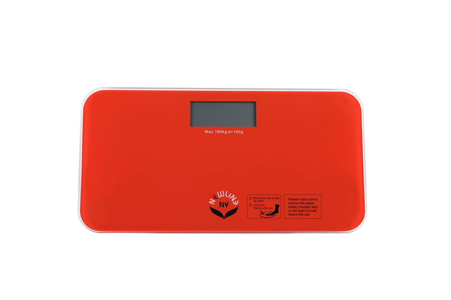 NewlineNY SBB-0720N-NYRO Step-On Mini Travel Bathroom Scale, Red Orange