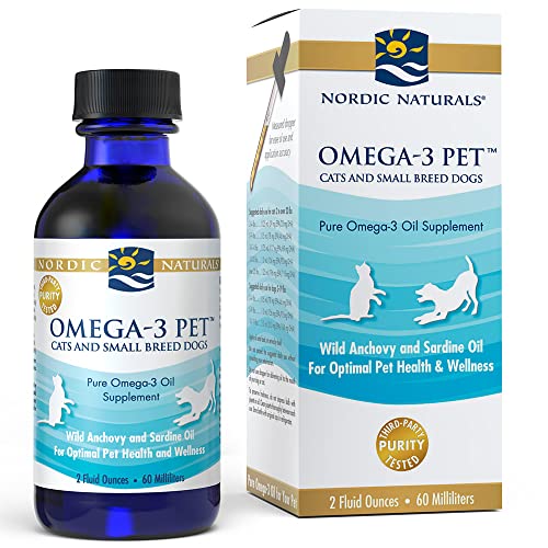 Omega-3 Pet, Unflavored - 2 oz - 304 mg Omega-3 Per One mL - Fish Oil for Small Dogs & Cats with EPA & DHA - Promotes Heart, Skin, Coat, & Immune Health