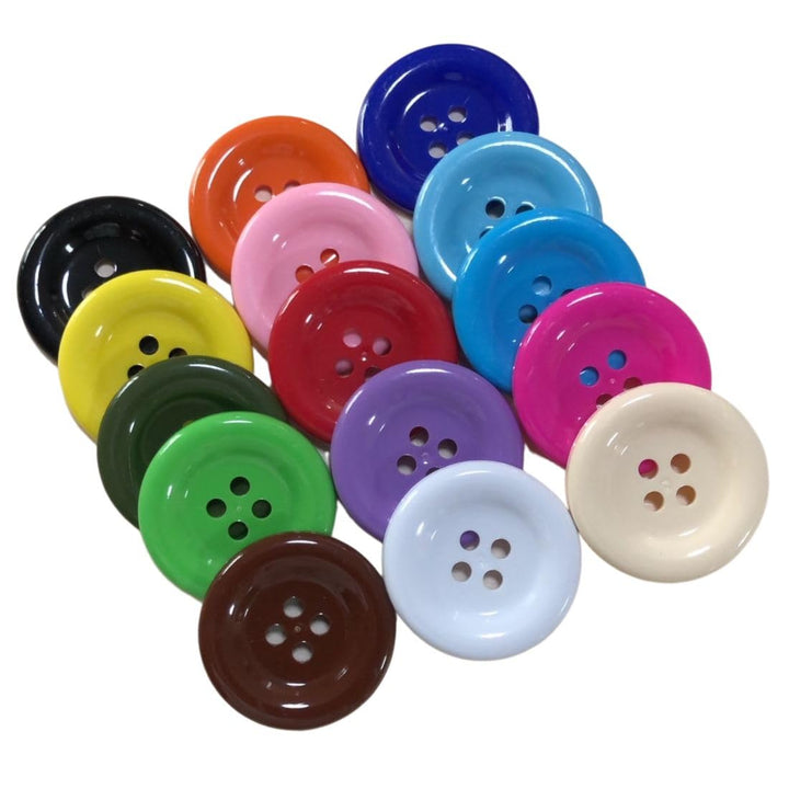 Kocraft 2 inch (50 mm) Large Resin Craft Flatback Button 4 Holes Multicolor 15 Pcs for Crafts Making, Clothes Sewing and DIY Projects, Scrapbook