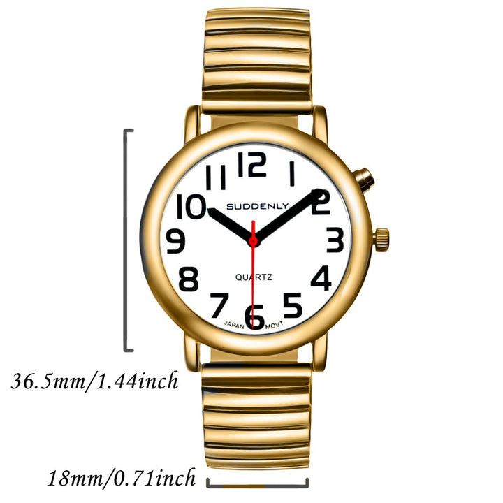 English Talking Watch for Seniors Unisex Men Women Loud Sound Time-Day-Date Alarm Clock for Visually Impaired