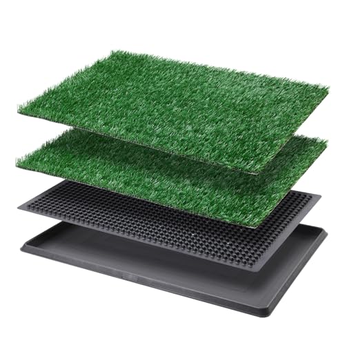 Dog Grass Pad with Tray Large, Dog Litter Box, Indoor Dog Potties for Apartment and Patio Training, with 2 Packs Dog Grass Pee Pads for Replacement