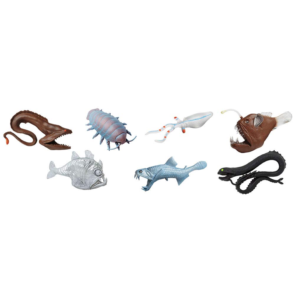 Safari Ltd Deep Sea Creatures TOOB - 7 Mini Figurines: Hatchet Fish, Angler Fish, Viper Fish, Glass Squid, Giant Isopod, Gulper Eel, &amp; Black Dragonfish - Educational Toy for Boys, Girls &amp; Kids Ages 3+