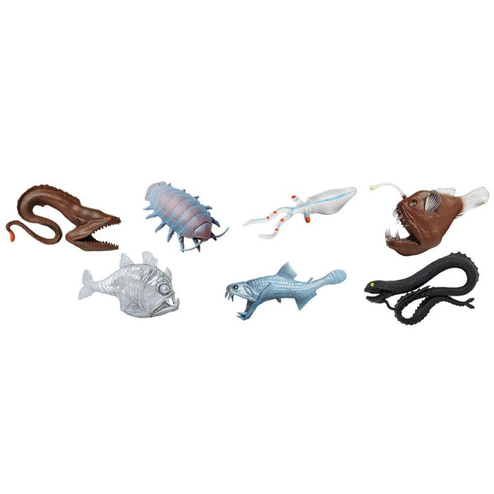 Safari Ltd Deep Sea Creatures TOOB - 7 Mini Figurines: Hatchet Fish, Angler Fish, Viper Fish, Glass Squid, Giant Isopod, Gulper Eel, &amp; Black Dragonfish - Educational Toy for Boys, Girls &amp; Kids Ages 3+