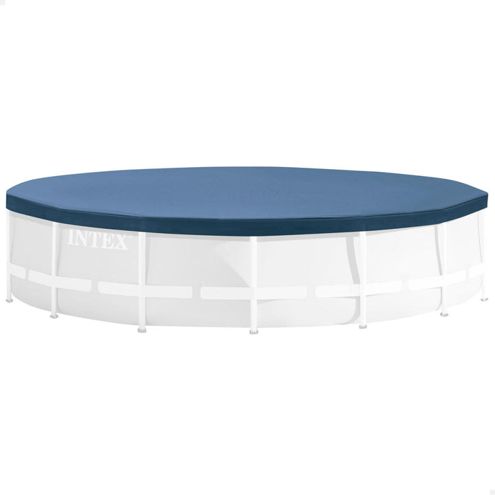 INTEX 28030E Pool Cover: For 10ft Round Metal Frame Pools – Includes Rope Tie – Drain Holes – 10in Overhang – Snug Fit