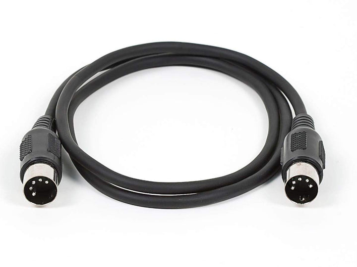 MIDI Cable - 3 Feet - Black With Keyed 5-pin DIN Connector, Molded Connector Shells
