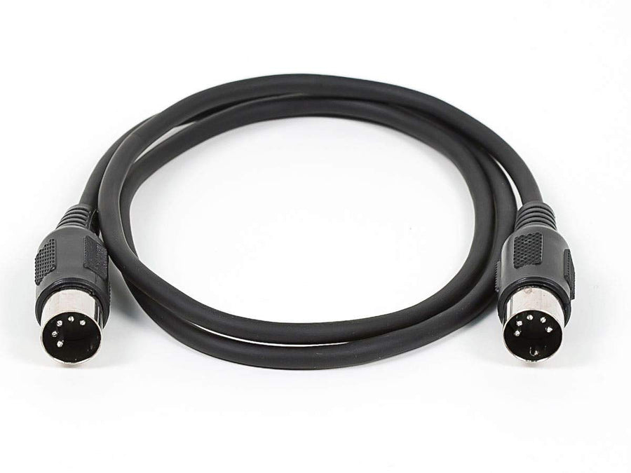 MIDI Cable - 3 Feet - Black With Keyed 5-pin DIN Connector, Molded Connector Shells
