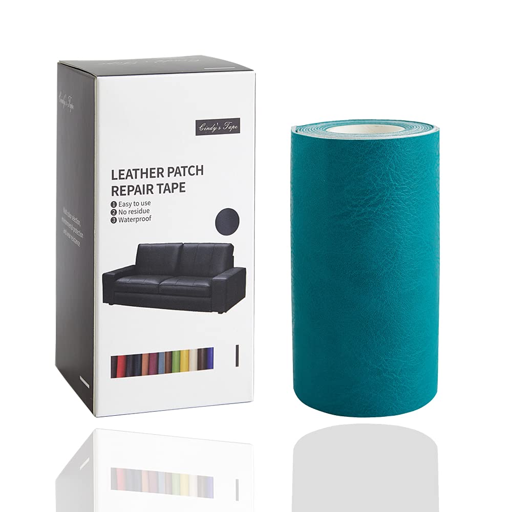 Leather Repair Tape kit, Peacock Green 4 x 60inch Self Adhesive Patch for Couch, Sofa, Car Seat, Handbag, Furniture, Drivers Seat, Jacket, Computer Chair First Aid Vinyl Repair kit