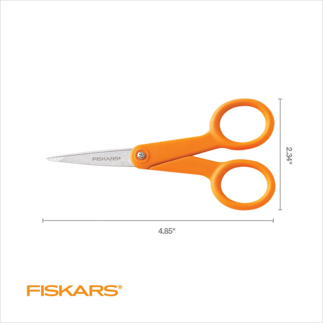 Premier No. 5 Micro-Tip Orange-Handled Fabric Scissors - Double Loop Handle - Sewing and Craft Scissors - Orange