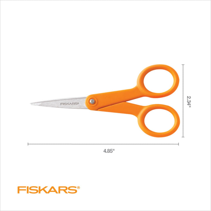 Premier No. 5 Micro-Tip Orange-Handled Fabric Scissors - Double Loop Handle - Sewing and Craft Scissors - Orange
