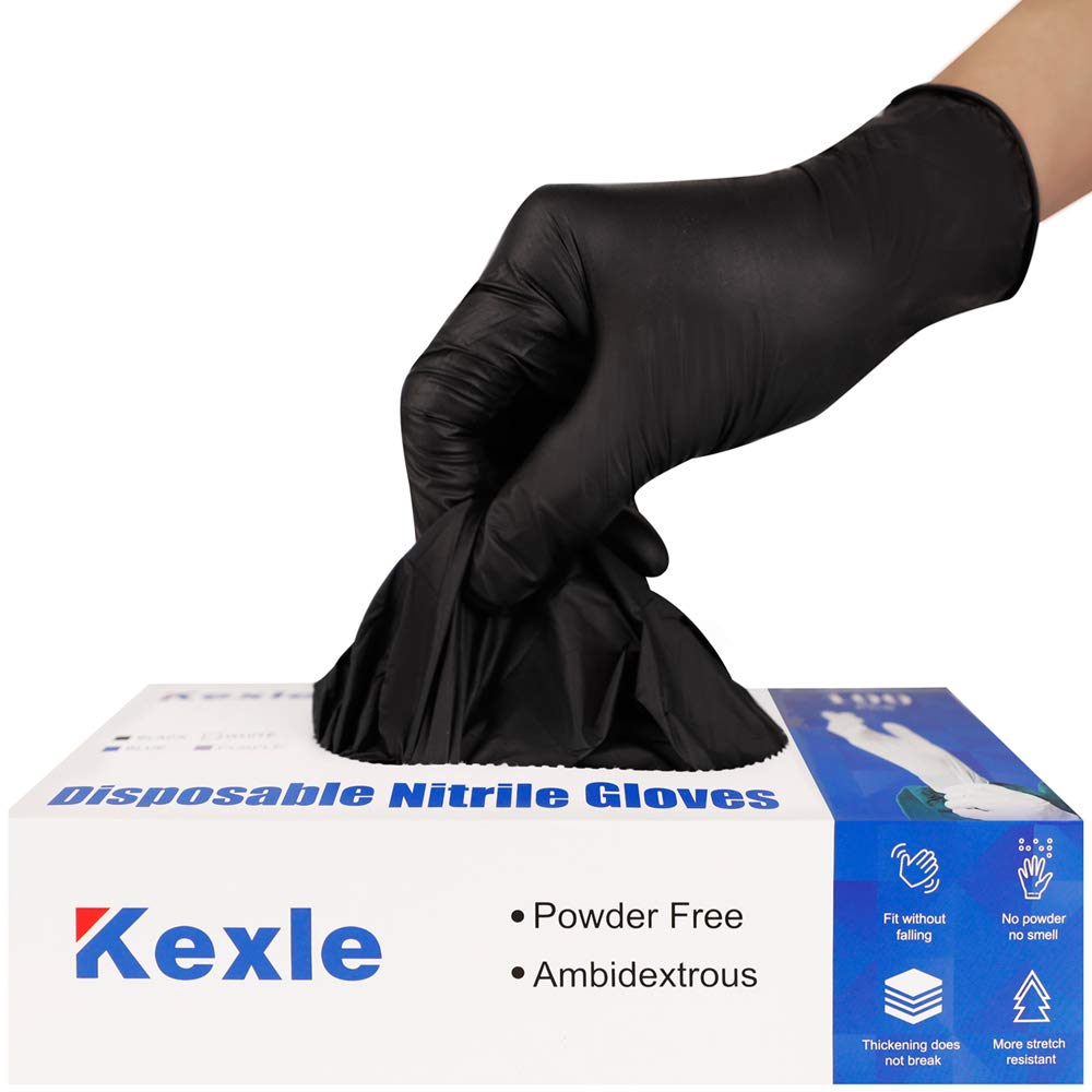 Nitrile Disposable Gloves Pack of 100, Latex Free Safety Working Gloves for Food Handle or Industrial Use(Black,X-Large)