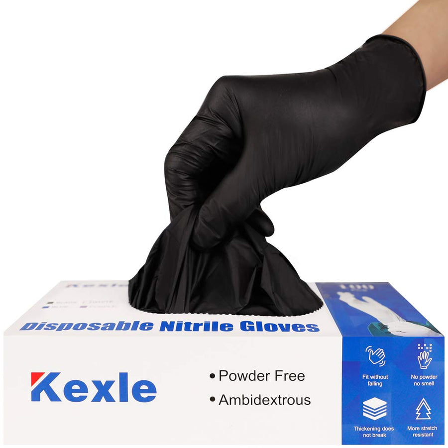 Nitrile Disposable Gloves Pack of 100, Latex Free Safety Working Gloves for Food Handle or Industrial Use(Black,X-Large)