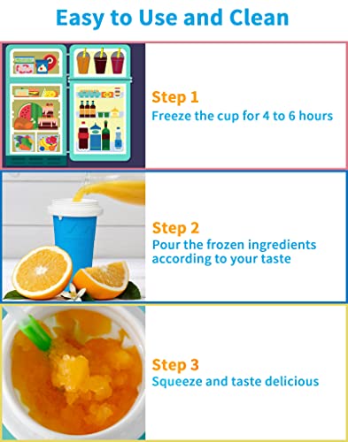 Slushie Maker Cup, Magic Quick Frozen Smoothies Cup Cooling Cup Double Layer Squeeze Cup Slushy Maker, Homemade Milk Shake Ice Cream Maker DIY it for Children and Family
