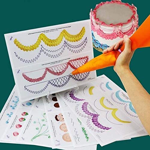Icing Piping Nozzles Practice Drawings, Cake Pastry Beginner Practice Paper Fondant Decorating Including 23 Popular Patterns Gifts for Women