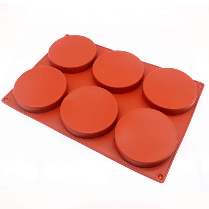 6-Cavity Large Cake Molds Silicone Round Disc Resin Coa