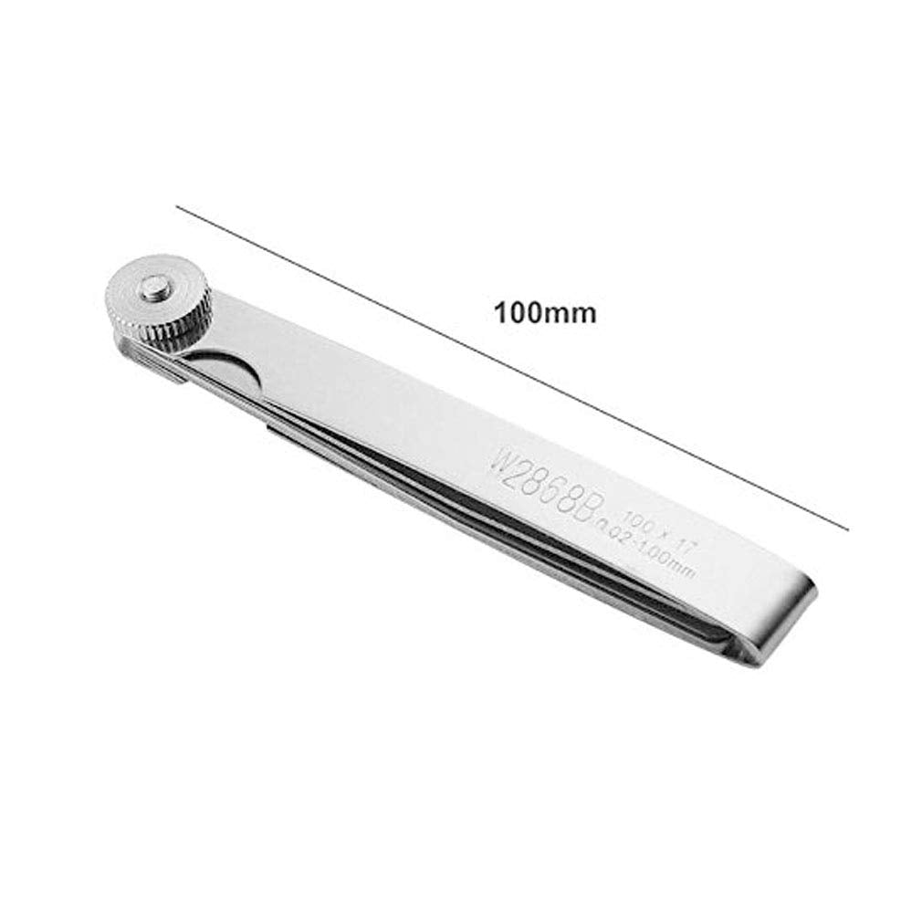 Stainless Steel Feeler Gauge Metric Measuring Tool (0.02-1.00mm, 17 Blades), for Measuring Gap Thickness