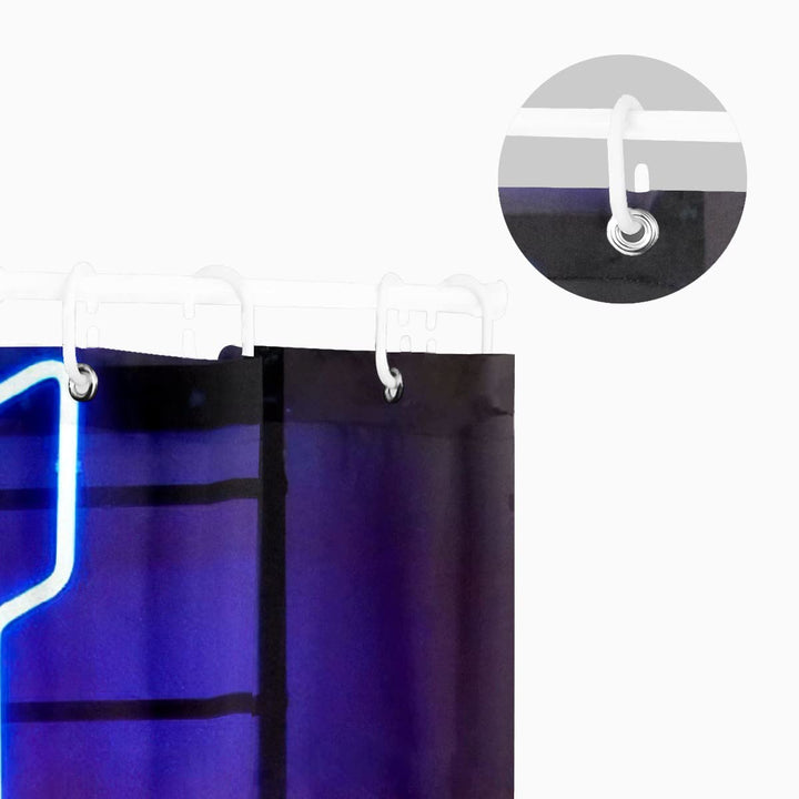 DIOLPOM Funny Shower Curtain, Neon Sign Blue Fabric Shower Curtain for Bathroom Decor with 12 Hooks, 60x72 inch