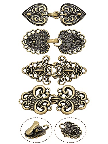 4 Pieces Vintage Sweater Swirl Clip Cape Cloak Clips Retro Cardigan Clip Shawl Collar Clasp Dress Shirt Brooch Clip (Bronze,Classic)