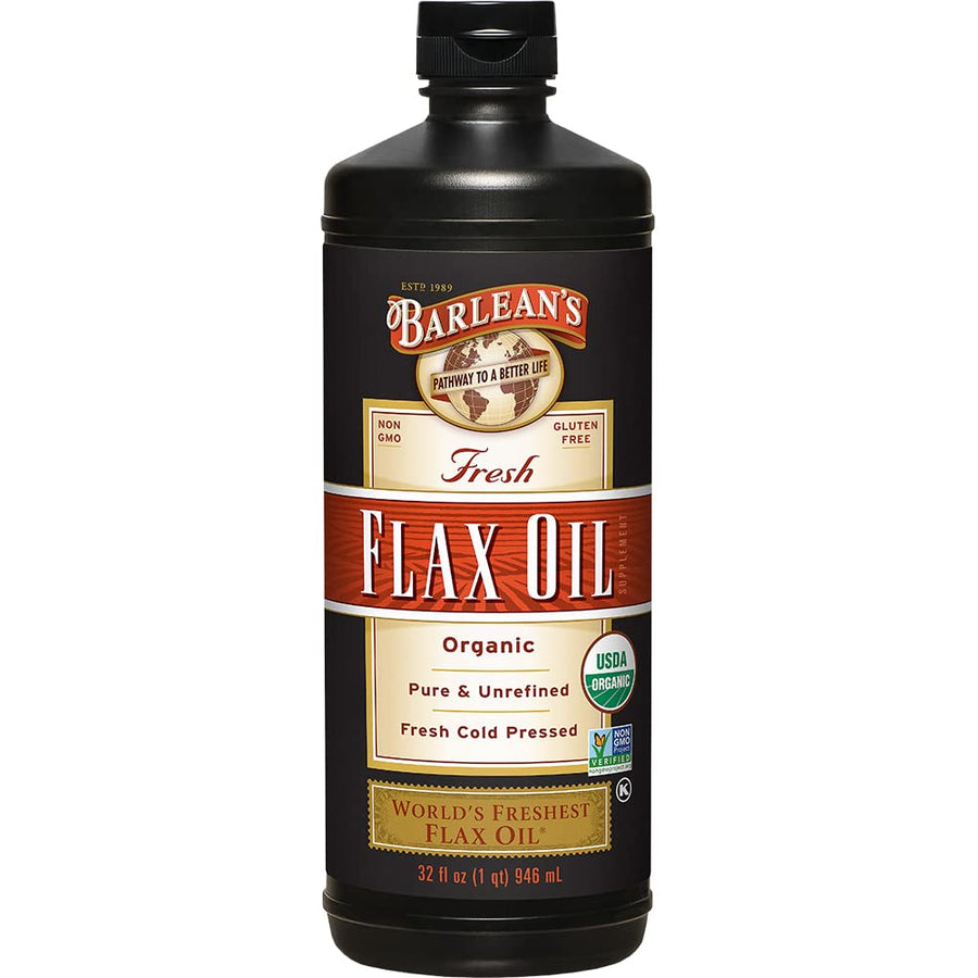 Organic Flaxseed Oil Liquid, Cold Press Flax Seeds, 7,640mg ALA Omega 3 Fatty Acid Supplement for Joint and Heart Health & Healthy Digestion, 32 oz