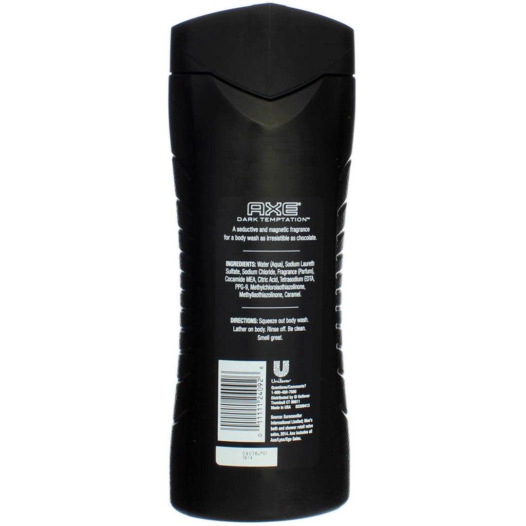 AXE Body Wash 12h Refreshing Scent Dark Temptation Dark Chocolate Men's Body Wash with 100 percent Plant-Based Moisturizers 16 oz