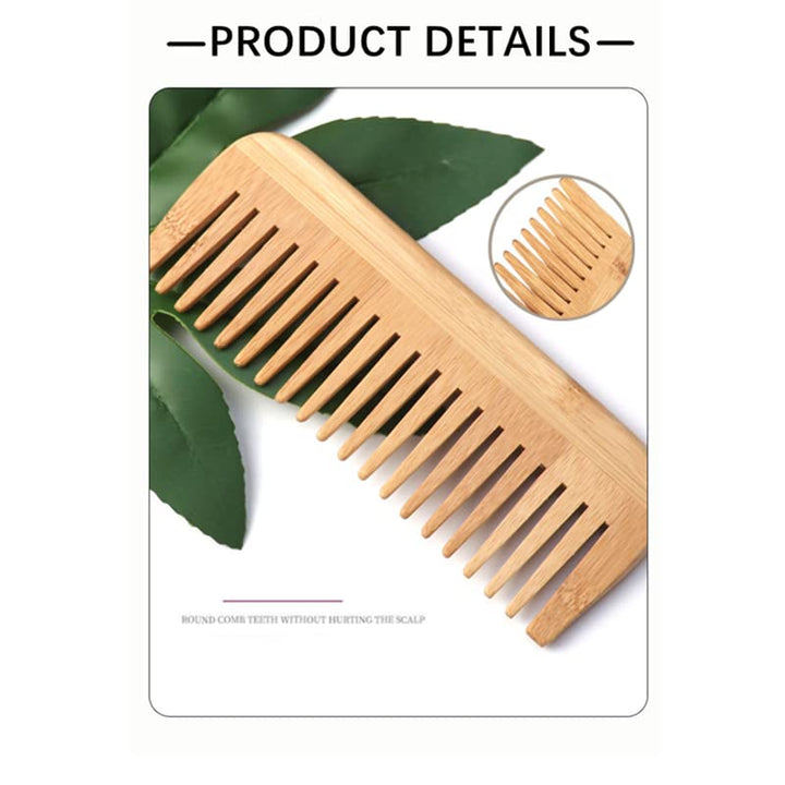 Wide-Tooth Comb bamboo,Large Hair Detangling Comb Wide 