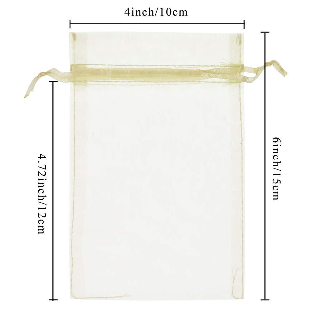 SumDirect 100Pcs 4x6 Sheer Drawstring Organza Jewelry P