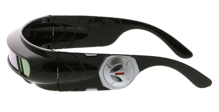 - Futuristic Cyclops Wrap Around Monoblock Shield Sunglasses (Black, Blue Revo)