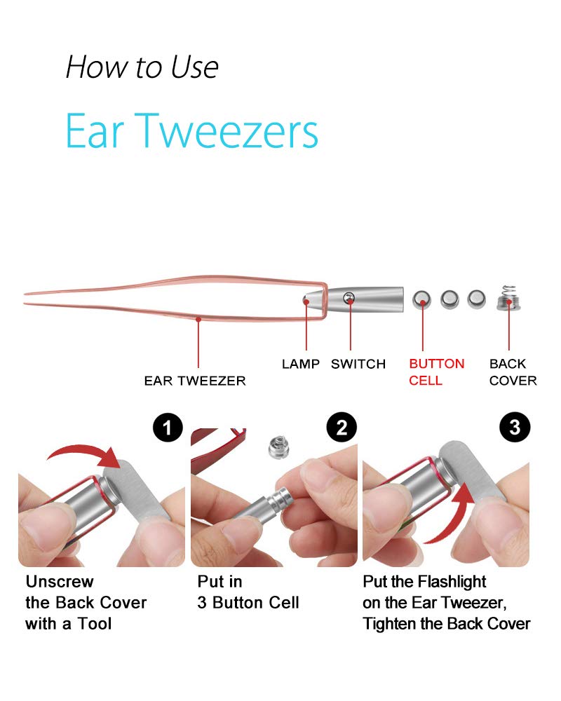 Earwax Spoon Digger &amp; Ear Tweezers with LED Lig