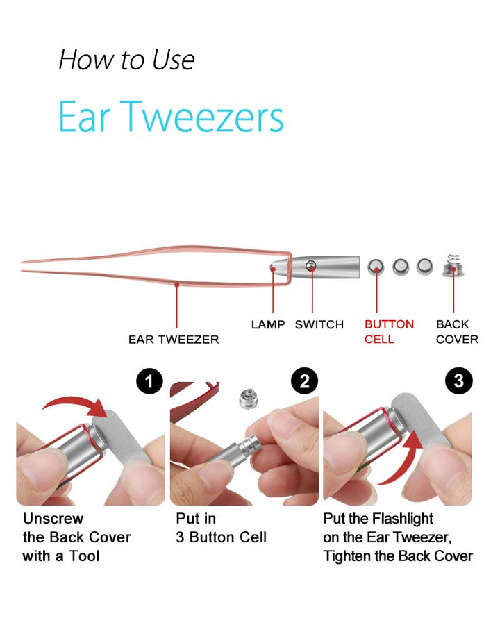 Earwax Spoon Digger &amp; Ear Tweezers with LED Lig