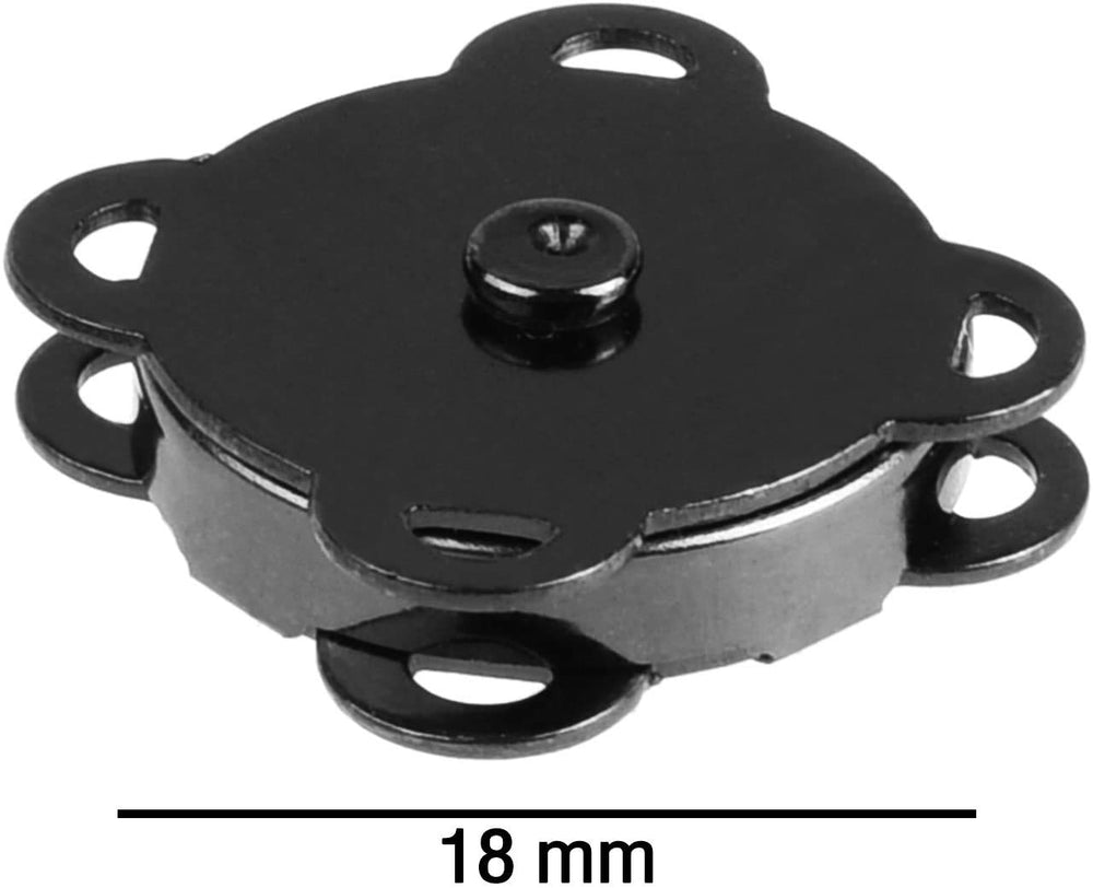 BCP 10 Sets 18mm Sew in Magnetic Bag Clasps Plum Blossom Bag Button, Snaps, Clasps, Great for Sewing Craft Clothing Bag (Smoke Black)