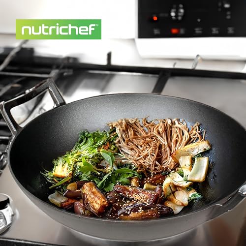 NutriChef Pre-Seasoned Cast Pan-5.8 QT Heavy Duty Non-S