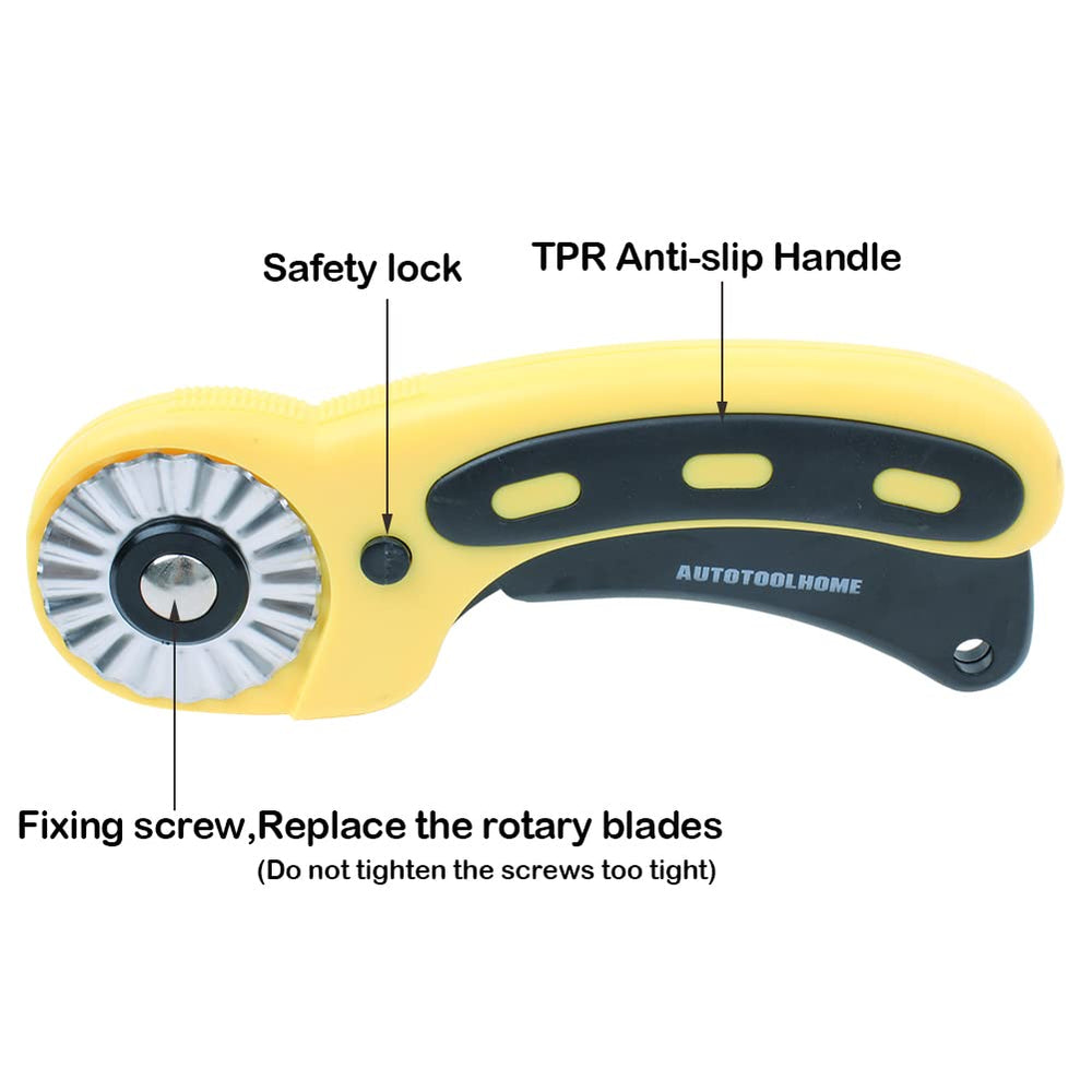 45mm Rotary Cutter Set with 9 Pack Replacement Rotary Blades Skip Rotary Blades Pinking Rotary Blades for Sewing Fabric Leather Quilting Cutter Paper Perforating Tool